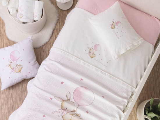 Borea Κουβέρτα Πικέ Κούνιας Sweet Dreams Baby Λευκό-Ροζ 110 x 140 cm Λευκό-Ροζ