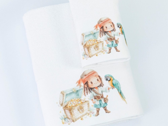 Borea Πετσέτες Σετ 2ΤΜΧ Pirate Λευκό 70 x 120 / 30 x 50 cm Λευκό