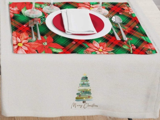 Borea Τραβέρσα Χριστουγεννιάτικη Christmas Tree 50 x 140 cm Εκρού
