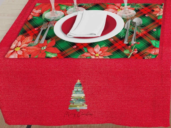 Borea Τραβέρσα Χριστουγεννιάτικη Christmas Tree 50 x 140 cm Κόκκινο