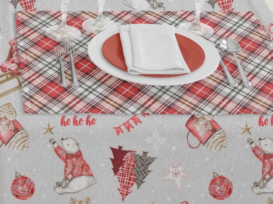 Borea Τραπεζομάντηλο Χριστουγεννιάτικο Noel 140 x 220 cm Γκρι