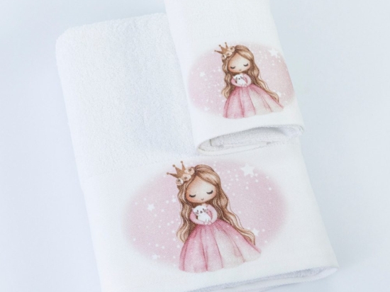 Borea Πετσέτες Σετ 2ΤΜΧ Little Queen Λευκό 70 x 120 / 30 x 50 cm Λευκό