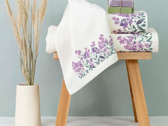 Borea Πετσέτες Σετ 3ΤΜΧ Forget me Not 70 x 140 / 50 x 90 / 30 x 50 cm Λευκό