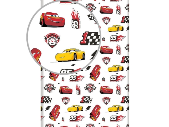 Borea Σεντόνι Βαμβακερό Cars Μονό Με Λάστιχο 90 x 200 cm + 25 cm Λευκό