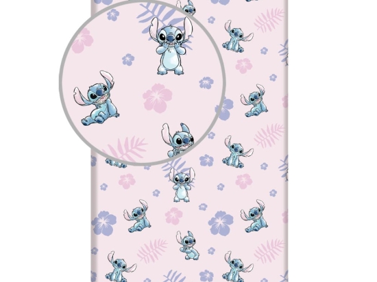 Borea Σεντόνι Βαμβακερό Stitch Μονό Με Λάστιχο 90 x 200 cm + 25 cm Ροζ