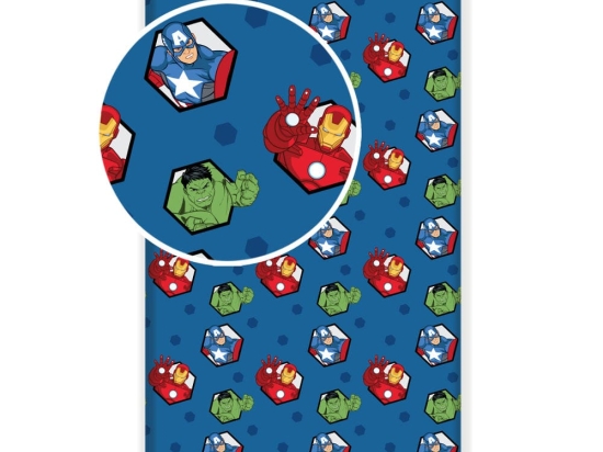 Borea Σεντόνι Βαμβακερό Avengers Μονό Με Λάστιχο 90 x 200 cm + 25 cm Μπλε