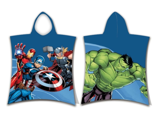 Borea Παιδικό Πόντσο Βαμβακερό Βελούδινο Avengers 320gsm 50 x 115 cm Μπλε