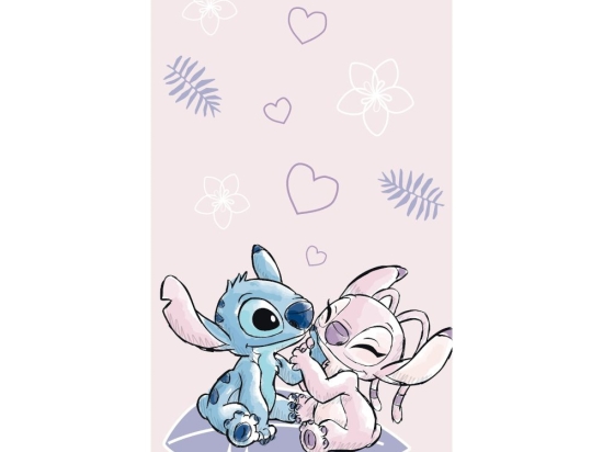 Borea Πετσέτα Θαλάσσης Βαμβακερή Βελούδινη Stitch & Angel 320gsm 70 x 140 cm Ροζ