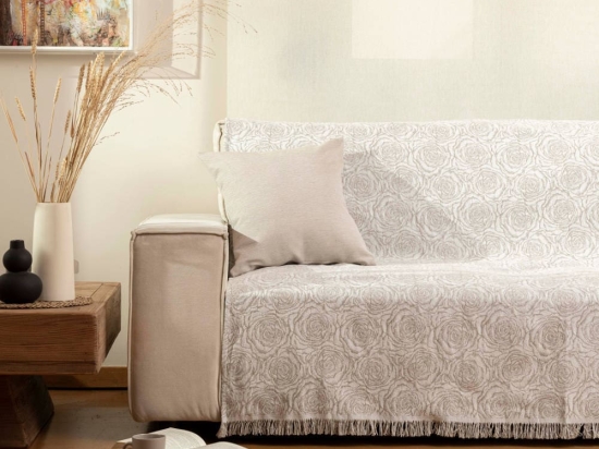 Borea Ριχτάρι Βαμβακερό Τετραθέσιο Rosa 180 x 350 cm Μπεζ