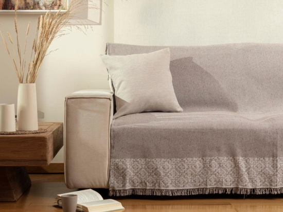Borea Ριχτάρι Βαμβακερό Τριθέσιο Iris 180 x 300 cm Καφέ