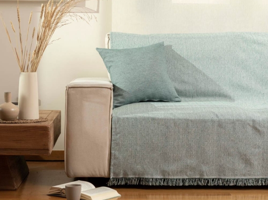 Borea Ριχτάρι Βαμβακερό Διθέσιο Aztek 180 x 250 cm Πετρόλ