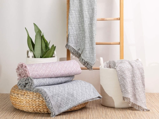 Borea Ριχτάρι Βαμβακερό Διθέσιο Rhombus 180 x 250 cm Γκρι