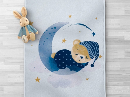 Borea Κουβέρτα Κούνιας Sleeping Bear Μπλε 100 x 140 cm Μπλε