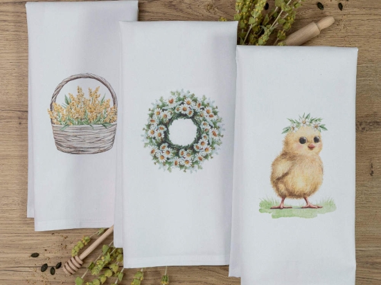 Borea Ποτηρόπανα Κουζίνας Chick Σετ 3ΤΜΧ (3) 50 x 70 cm Λευκό