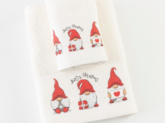 Borea Πετσέτες Χριστουγεννιάτικες Σετ 2ΤΜΧ Christmas Gnome Εκρού 50 x 90 / 30 x 50 cm Εκρού