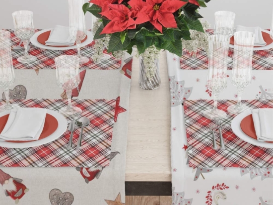 Borea Τραπεζομάντηλο Χριστουγεννιάτικο Tartan 140 x 140 cm Κόκκινο