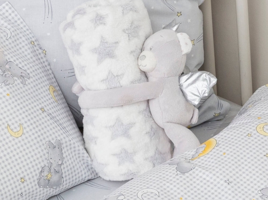 Borea Κουβέρτα Αγκαλιάς Σετ Κουκλάκι Angel Bear Γκρι 75 x 100 cm Γκρι