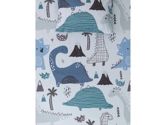 Borea Σεντόνι Σετ 2ΤΜΧ Dinosaurs Μονό 160 x 240 cm + 50 x 70 cm Βεραμάν