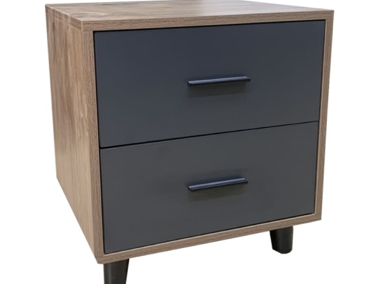 Κομοδίνο Olino pakowold ανθρακί-ανοιχτό καρυδί 43x40x48εκ