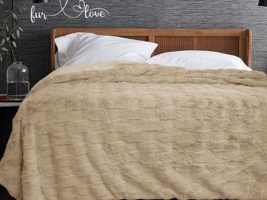 Bonsai Home Κουβέρτα Γούνινη/Βελούδινη Super Soft Υπέρδιπλη 220×240 – Luxury Rabbit Fur Μπεζ
