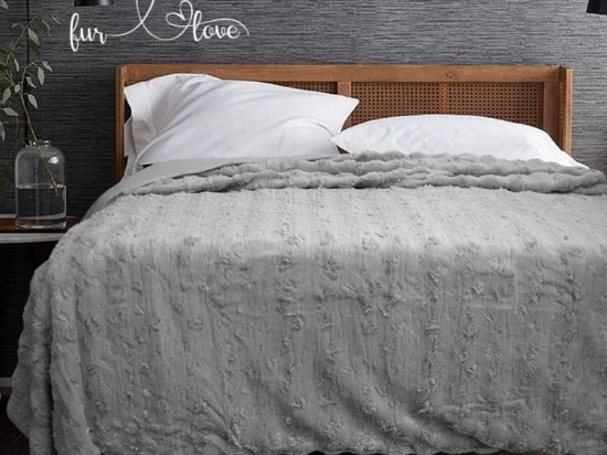 Bonsai Home Κουβέρτα Γούνινη/Βελούδινη Super Soft Υπέρδιπλη 220×240 – Luxury Rabbit Fur Γκρι