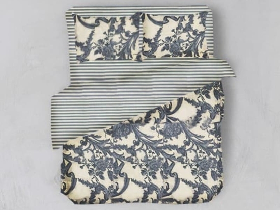 Bonsai Home Σετ Παπλωματοθήκη Πεννιέ 180 TC Μονή 160x240 - Paisley/Stripes Μπλε