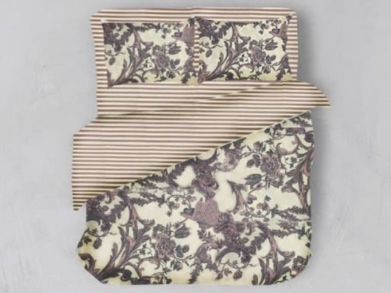 Bonsai Home Σετ Παπλωματοθήκη Πεννιέ 180 TC Μονή 160x240 - Paisley/Stripes Λιλά