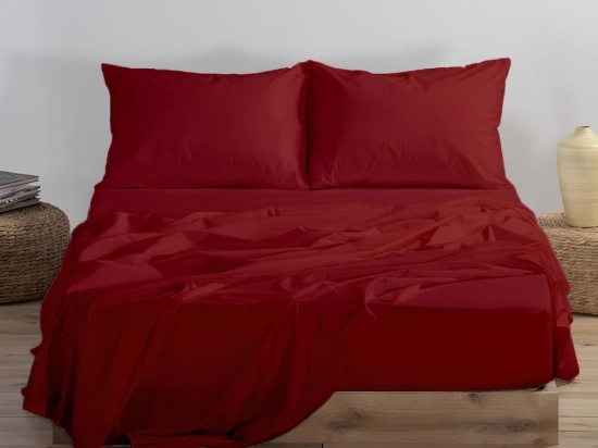 Ariete Casa Σετ Παπλωματοθήκη Βαμβακοσατέν 600 TC King Size 240×260 – Satinport Μπορντώ Burgundy