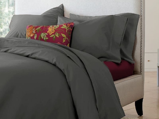 Ariete Casa Σετ Παπλωματοθήκη Βαμβακερή Περκάλι 250 TC King Size 240×260 - Homeport Ανθρακί / Μπορντώ