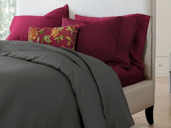Ariete Casa Σετ Παπλωματοθήκη Βαμβακερή Περκάλι 250 TC King Size 240×260 - Homeport Ανθρακί / Μπορντώ