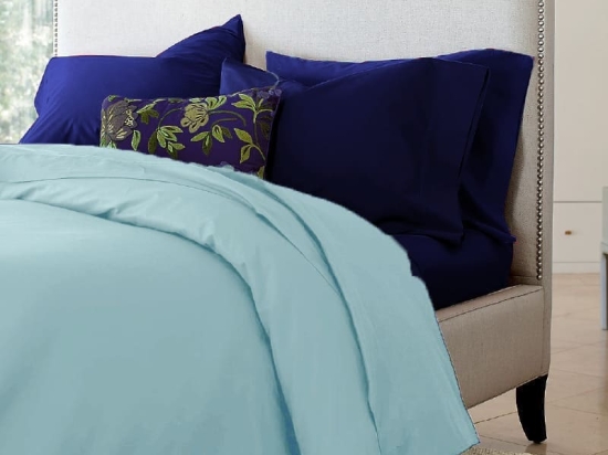 Ariete Casa Σετ Παπλωματοθήκη Βαμβακερή Περκάλι 250 TC King Size 240×260 - Homeport Άκουα / Μπλε