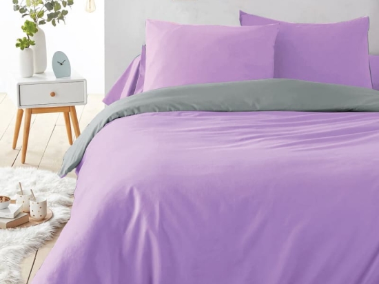 Ariete Casa Σετ Σεντόνια Βαμβακερά Πεννιέ Μονά 160x240 Λιλά / Γκρι