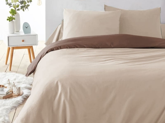 Ariete Casa Σετ Σεντόνια Βαμβακερά Πεννιέ King Size 240×260 Καφέ / Εκρού