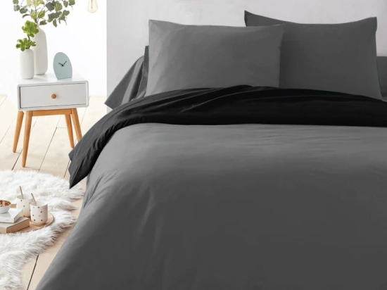 Ariete Casa Σετ Σεντόνια Βαμβακερά Πεννιέ Μονά 160x240 Γκρι / Μαύρο