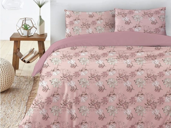 Ariete Casa Σετ Σεντόνια Βαμβακερά Πεννιέ Μονά 160x240 - Floral Ροζέ