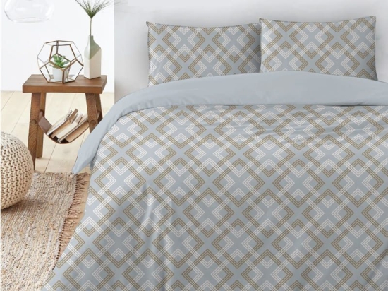 Ariete Casa Σετ Σεντόνια Βαμβακερά Πεννιέ King Size 240×260 - Geometric Καφέ Ανοιχτό