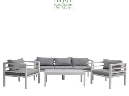 Bonsai Home Σετ Σαλόνι 4τμχ Μεταλλικό Εξωτερικού χώρου Γκρι Ανοιχτό