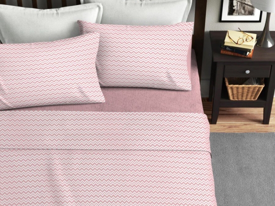 Ariete Casa Σετ Σεντόνια Υπέρδιπλα 220×240 - Zig Zag Ροζ