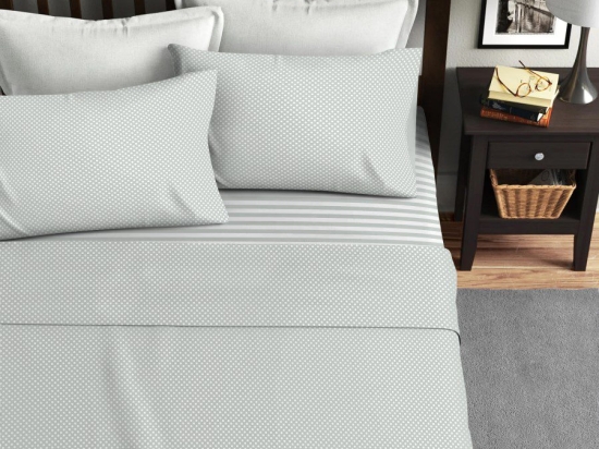 Ariete Casa Σετ Σεντόνια Μονά 160×240 - Ριγέ/Πουά Γκρι