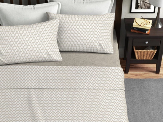Ariete Casa Σετ Παπλωμπατοθήκη Υπέρδιπλη 220×240 - Zig Zag Μπεζ