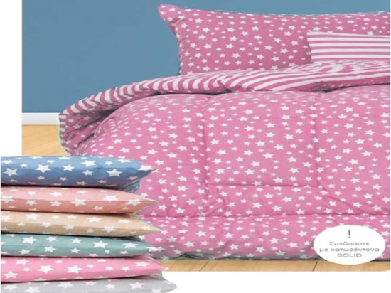 Πάπλωμα μονό 160Χ240 cm Σχ.Star Βαμβακερό 160 TC Microsilk Ροζ