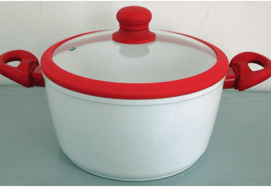 XM Casa Χύτρα Κεραμική 22 cm Κόκκινο-Λευκό
