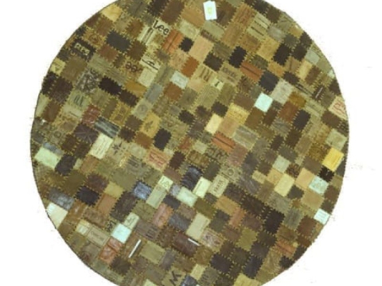 Lalos Χαλί Δερμάτινο Στρογγυλό Φ110 - Leather Labels Καφέ