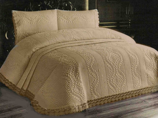 Ariete Casa Κουβερλί King Size 250x260εκ Microsatin Με Δαντέλα Μπεζ