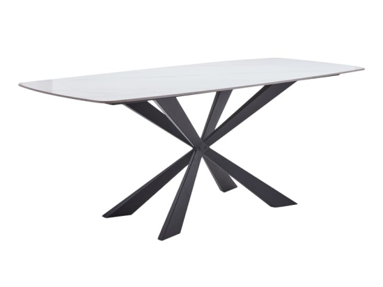 Τραπέζι Viano pakoworld sintered stone ανοιχτό γκρι-μαύρο 180x85x76εκ