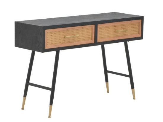 Κονσόλα Hasmia Inart φυσικό-μαύρο ξύλο-μέταλλο 110x35x76εκ