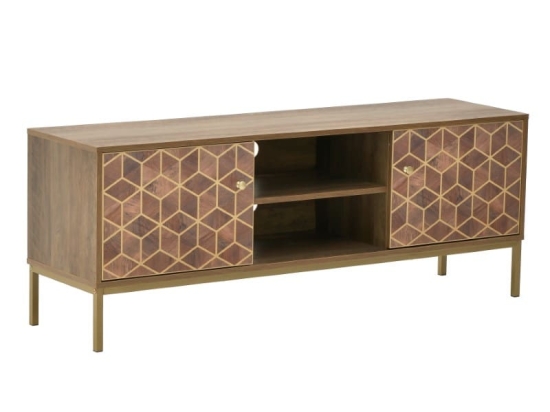 Έπιπλο τηλεόρασης Brilo Inart καφέ-χρυσό ξύλο 145x39x55εκ