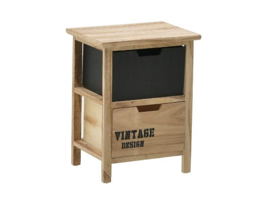 Συρταριέρα Tenbo Inart μαύρο-φυσικό ξύλο 34x25x44εκ