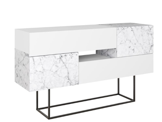 Μπουφές Roberta pakoworld μελαμίνης λευκό μαρμάρου 145x40x82εκ