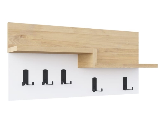 Κρεμάστρα τοίχου Harm pakoworld oak-λευκό μελαμίνης 65x15x31εκ